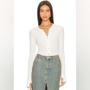 Revolve Michael Lauren super soft white modal button front Henley large l